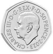 50 Pence - Charles III R2-D2 and C-3PO obverse image