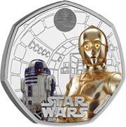 50 Pence - Charles III R2D2 and C3PO; Silver Proof, United Kingdom, 2023 reverse image