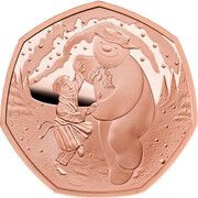 50 Pence - Charles III The Snowman; Gold Proof, United Kingdom, 2023 reverse image