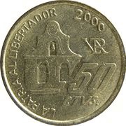 50 Centavos 150th anniversary of the death of General San Martin; plain edge, Argentina, 2000 reverse image