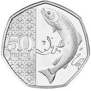 50 Pence - Charles III Atlantic Salmon, United Kingdom, 2023-2024 reverse image