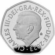 50 Pence - Charles III Atlantic Salmon; Silver Proof obverse image