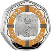 50 Pence - Charles III RNLI; Silver Piedfort, United Kingdom, 2024 reverse image