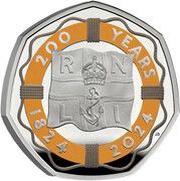 50 Pence - Charles III RNLI; Silver Proof, United Kingdom, 2024 reverse image