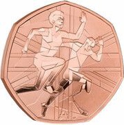 50 Pence - Charles III Team GB Olympics 2024; Gold Proof, United Kingdom, 2024 reverse image