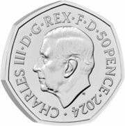 50 Pence - Charles III Stegosaurus obverse image