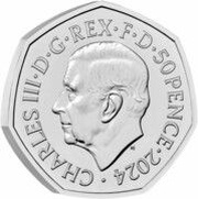 50 Pence - Charles III Stegosaurus obverse image