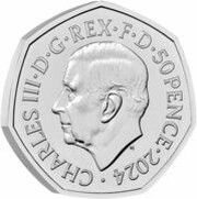 50 Pence - Charles III Tyrannosaurus obverse image