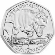 50 Pence - Charles III Tyrannosaurus, United Kingdom, 2024 reverse image