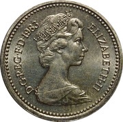 1 Pound - Elizabeth II 2nd portrait; Royal Arms obverse image