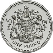 1 Pound - Elizabeth II Royal Arms; Silver Piedfort, United Kingdom, 1983 reverse image