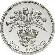 1 Pound - Elizabeth II Scottish Thistle; Silver Proof, United Kingdom, 1984 reverse image