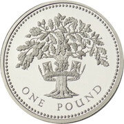 1 Pound - Elizabeth II English Oak; Silver Piedfort, United Kingdom, 1987 reverse image