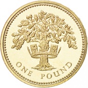 1 Pound - Elizabeth II 3rd portrait; English Oak, United Kingdom, 1987-1992 reverse image