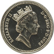 1 Pound - Elizabeth II 3rd portrait; Crowned Royal Shield obverse image