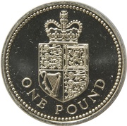 1 Pound - Elizabeth II 3rd portrait; Crowned Royal Shield, United Kingdom, 1988 reverse image