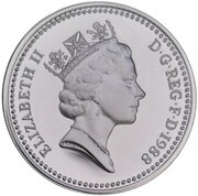 1 Pound - Elizabeth II Crowned Royal Shield; Silver Piedfort obverse image