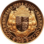 1 Sovereign - Elizabeth II Gold Sovereign Anniversary, United Kingdom, 1989 reverse image