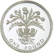 1 Pound - Elizabeth II Scottish Thistle; Silver Proof, United Kingdom, 1989 reverse image