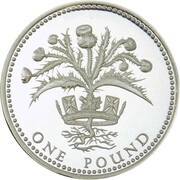 1 Pound - Elizabeth II Scottish Thistle; Silver Piedfort, United Kingdom, 1989 reverse image