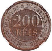 200 Réis - Pedro II Wood Pattern reverse image