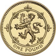1 Pound - Elizabeth II 3rd portrait; Scottish Lion, United Kingdom, 1994 reverse image