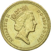 1 Pound - Elizabeth II 3rd portrait; English Lions obverse image