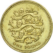 1 Pound - Elizabeth II 3rd portrait; English Lions, United Kingdom, 1997 reverse image