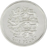 1 Pound - Elizabeth II English Lions; Silver Piedfort, United Kingdom, 1997 reverse image