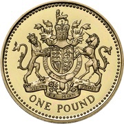 1 Pound - Elizabeth II 4th portrait; Royal Arms reverse image