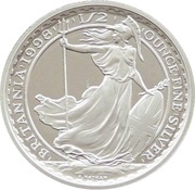 1 Pound - Elizabeth II 4th portrait; 1/2 oz Fine Silver, United Kingdom, 1998-2012 reverse image