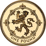 1 Pound - Elizabeth II 4th portrait; Scottish Lion, United Kingdom, 1999 reverse image