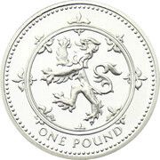 1 Pound - Elizabeth II Scottish Lion; Silver Piedfort, United Kingdom, 1999 reverse image