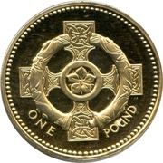 1 Pound - Elizabeth II 4th portrait; Celtic Cross, United Kingdom, 2001 reverse image