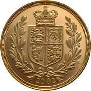 1 Sovereign - Elizabeth II 4th portrait; Golden Jubilee, United Kingdom, 2002 reverse image