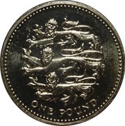 1 Pound - Elizabeth II 4th portrait; English Lions, United Kingdom, 2002 reverse image