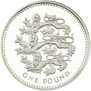 1 Pound - Elizabeth II English Lions; Silver Proof, United Kingdom, 2002 reverse image