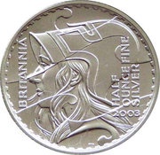 1 Pound - Elizabeth II 4th portrait; 1/2 oz Fine Silver, United Kingdom, 2003-2012 reverse image