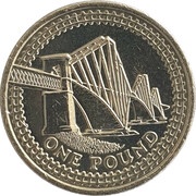 1 Pound - Elizabeth II 4th portrait; Forth Bridge, United Kingdom, 2004 reverse image