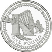 1 Pound - Elizabeth II Forth Bridge; Silver Piedfort, United Kingdom, 2004 reverse image