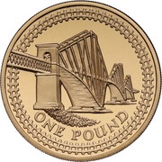 1 Pound - Elizabeth II Forth Bridge; Gold Proof, United Kingdom, 2004-2008 reverse image