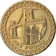 1 Pound - Elizabeth II 4th portrait; Menai Bridge, United Kingdom, 2005 reverse image