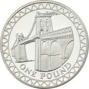 1 Pound - Elizabeth II Menai Bridge; Silver Piedfort, United Kingdom, 2005 reverse image