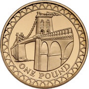 1 Pound - Elizabeth II Menai Bridge; Gold Proof, United Kingdom, 2005-2008 reverse image