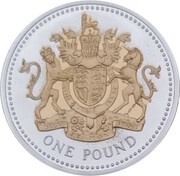 1 Pound - Elizabeth II Royal Arms; Silver Proof, United Kingdom, 2008 reverse image