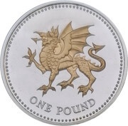 1 Pound - Elizabeth II Welsh Dragon; Silver Proof, United Kingdom, 2008 reverse image