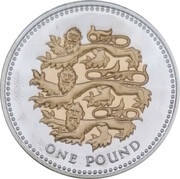 1 Pound - Elizabeth II English Lions; Silver Proof, United Kingdom, 2008 reverse image