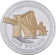 1 Pound - Elizabeth II Forth Bridge; Silver Proof, United Kingdom, 2008 reverse image