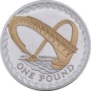 1 Pound - Elizabeth II Gateshead Millennium Bridge; Silver Proof, United Kingdom, 2008 reverse image