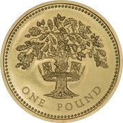 1 Pound - Elizabeth II English Oak; Gold Proof, United Kingdom, 2008 reverse image